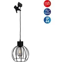 näve LED Solarleuchte Solar- / Pendelleuchte schwarz "GRID", LED fest integriert, Warmweiß, Inkl. Dämmerungssensor