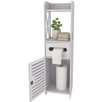 Ruhhy Beistellschrank Badezimmerschrank mit Toilettenpapierhalter (Spar-Set, freistehend) Badezimmerschrank mit Schloss und Schlüssel schützt Kosmetika