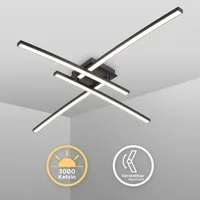 B.K.Licht Deckenleuchte LED Deckenlampe 20W 3.000K 2.200lm Schwarz - BKL1416, LED fest integriert, Warmweiß, 4-flammig Schwenkbar Wohnzimmer Schlafzimmer