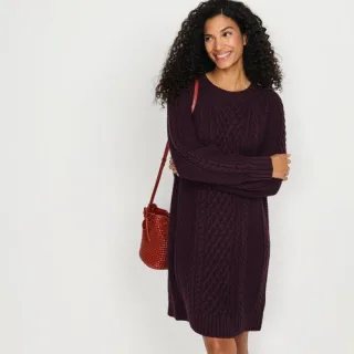Zopfmuster-Grobstrickkleid, Damen,  Lila, Polyacryl/Baumwoll-Mischung, by Lands' End