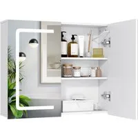 Bealife Spiegelschrank Badezimmerschrank Dreistufiger Stauraum LED-Beleuchtung