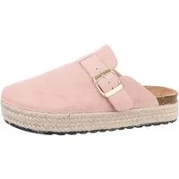 Ital-Design Damen Mules Freizeit Pantolette Flach Pantoletten in Altrosa