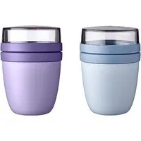 Mepal Lunchbox Lunchpot Ellipse Mixed, Becher to go, Vivid Lilac + Nordic Blue, Polypropylen (PP), PCTG, Joghurt & Müsli, 500 + 200 ml, Gefrierschrank & Mikrowelle geeignet