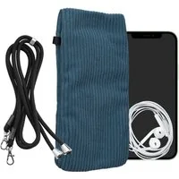 kwmobile Handytasche Handytasche für Smartphones XXL - 7" Handy Tasche (1-tlg), Cord Handy Hülle Blau mit Kordel - Handy Tasche