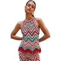 LIPSY Trägertop Lipsy Zig Zag Neckholder-Oberteil mit Fransen (1-tlg)