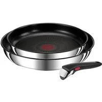 Tefal Pfannen-Set Ingenio Preference, Pfannenset abnehmbarer Griff, Antihaftversiegelung, Edelstahl (Set, 3-tlg., 2x Pfannen Ø 22/26 cm, 1x abnehmbarer Griff, Made in France), stapelbar, platzsparend, einfache Reinigung, Induktion, L97390