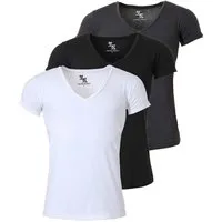Young & Rich T-Shirt Herren Uni Basic 1315 extra tiefer Ausschnitt 3er Pack (3er-Pack, 3-tlg., 3er-Pack) V-Ausschnitt unifarben kurzarm slim fit