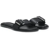 HUGO Amaryl Pantolette Sommerschuh, Urlaubsschuh, Mules, Slides mit großer Schnalle