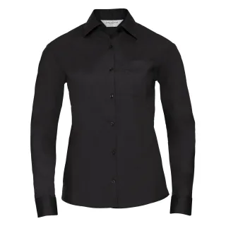 Russell Collection Damen/Herren Langarmhemd (Schwarz)
