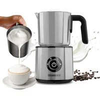 Heinrich´s Milchaufschäumer 250ml Kapazität, Elektrisch 4in1, 600 W, 360° drehbare Basis, Kalter/Warmer Milchschaum, 600W