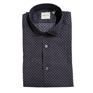 Bagutta Blaugraues Baumwoll-Herren Slim Fit Hemd