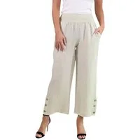 Mississhop Leinenhose Leinenhose Damen 100 % Leinen Culotte 7/8 Lange Hose M.319