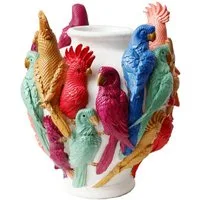 FURNARO Dekovase (1 St), Bunte 3D-Papageien als auffälliges Gestaltungselement