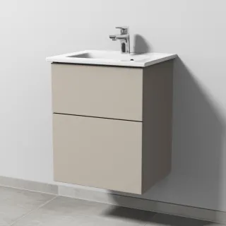 Sanipa 3way Keramik-Set Venticello Keramik-Waschtisch und Unterbau mit 2 Auszügen, Kaschmir-Matt SP3201U