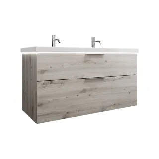 Burgbad Keramik Waschtisch-Set Eqio Eiche Dekor Silber/Alpinweiss, SEZB123F6015C0001 SEZB123F6015C0001