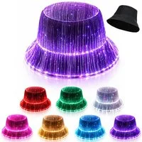 PRIISF Verkleidungsmaske LED Lichtmütze Neon Disko Farbblinkende Fischerhut Blitz Leuchtkappe, (LED-Hut verstellbar beleuchtet, 7 Farben für Damen und Herren, mit blinkender LED-Krempe lustig beleuchtet), Kostüm Mütze für Weihnachten Halloween Geburt
