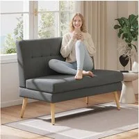 HOMCOM 2-Sitzer Sofa mit Leinenoptik, Getuftete Rückenlehne, Doppelsofa, Couch 1 Teile, für Wohnzimmer, Schlafzimmer, Dunkelgrau