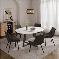 Vicco Esstisch Loyd, Weiß/Schwarz, 120 x 120 cm ausziehbar (1-St)