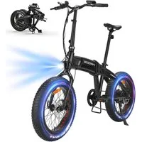 VECOCRAFT E-Bike Faltrad 20*4‘’ Elektrofahrrad,45Nm Klapprad Pedelec 48V10Ah,Akku bis 85km, 7 Gang Shimano, Kettenschaltung, Heckmotor, 480 Wh, (Tretunterstützung, E-Klapprad, Max.25 km/h), Falt-E-Bike Erwachsene,faltbares Citybike, HUMMER, für Damen