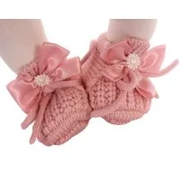 La Bortini Füßlinge Baby Strickschuhe Schleifen Erstlingsschuhe booties Socken weich, festlich, elastisch, für Neugeborene