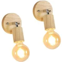 Riserva LED Wandleuchte Holz Wandlampe(2er-Set),Wohndeko Lampe,E27,für Flur,Garten,Hof