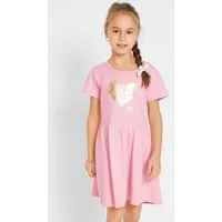 bonprix Jerseykleid (Packung, 2er) aus Baumwolle, ausgestellter Rock, mit Herz-Druck, im 2er-Pack
