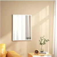 HOMCOM Wandspiegel Rechteckig Spiegel Dekorativ 60 x 80 cm (Badezimmerspiegel, 1-St., Dekorativer Hängespiegel), für Schlafzimmer Badezimmer Wohnzimmer Flur Weiß