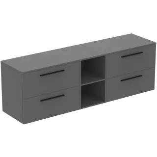 Ideal Standard Möbel-Set 200cm i.life B 4 Auszüge 2 mi.off.Fächer Gr.Schwarz QuarzgrauMatt, T5847NG T5847NG