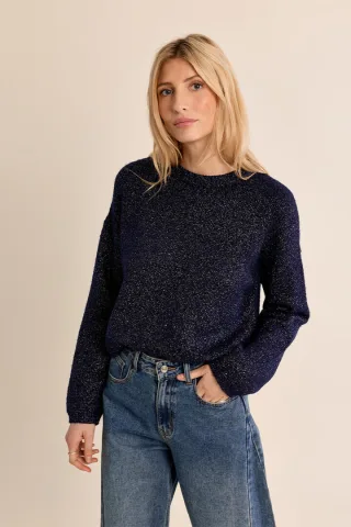 molly bracken - Strickpullover mit Glitzer blau - Gr. - XS