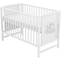 Baby-Delux Babybett Mia, Kinderbett 60x120 cm weiß höhenverstellbar, Kiefer mit Bärchen Motiv