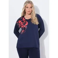 Ulla Popken T-Shirt Shirt Blüten-Applikation Oversized Rundhals