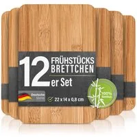 bonsport Frühstücksbrett 12er Set Brettchen, Bambus