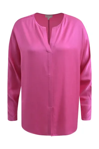 Milano Italy - Blouse w round neck and cf slit + batwingsleeves with pleats pink - Gr. - 40