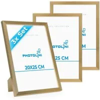 PHOTOLINI Bilderrahmen 3er Set modern mit bruchsicherem Acrylglas, Holz MDF, Fotos & Poster, für 3 Bilder (3er Set), Posterrahmen 20x25 cm zum Aufhängen & Aufstellen