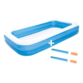 Bestway Planschbecken, Blau, Weiß, Kunststoff, 4-Sitzer, Füllung: Luftkern, Rechteckig, 305x46x183 cm, Freizeit, Pools und Wasserspaß, Pools