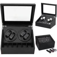 AKKEE Uhrenbeweger Automatische Uhrenbeweger Box, luxuriöser Uhrenbeweger, Uhrengehäuse mit leisem Mabuchi Motor, PU-Leder