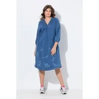 Laurasøn Jerseykleid Denim Kleid 3/4 Arm V-Ausschnitt