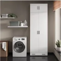 Vicco Aktenschrank Ingo, Weiß, 80 x 240 cm mit Schrankaufsatz und Schublade (1-St)
