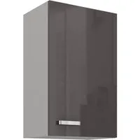 Küchen-Preisbombe Hängeschrank 45 cm Küche Bianca Grey Grau Hochglanz Küchenzeile Küchenblock