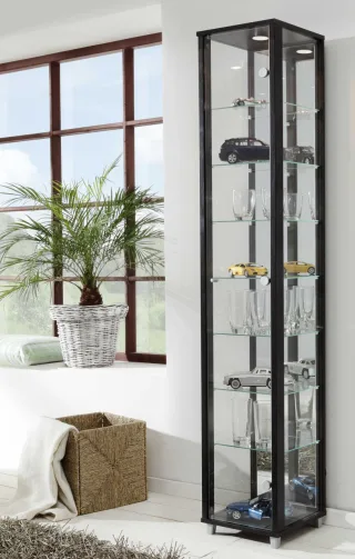 Glas Vitrine schmal in 7 Farben