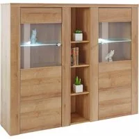 OTTO home Highboard Larona, zeitlose Hochkommode mit 2 Türen, Türkommode, Höhe 129,5 cm, Anrichte mit dekorative Rahmenoptik, Türen mit Glaseinsatz