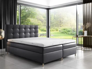 Boxspringbett Schlafzimmerbett ARVID 160x200cm Kunstleder Anthrazit