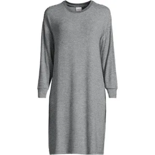 Silky Knit Nachthemd Gestreift, Damen,  Grau, Polyester/Viskose/Polyester-Mischung, by Lands' End