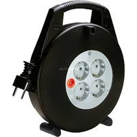 Vario-Line Mini-Kabeltrommel 4-fach schwarz/grau, 15 Meter