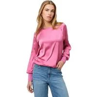 Zero Satinbluse Damen mit Strickbündchen