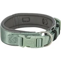 TRIXIE Hunde-Halsband Premium Halsband, extra breit - salbei/grafit - 40–48 cm/40 mm, Gurtband