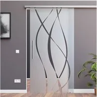 AMOD Glasschiebetür M6-GE420 (SlimLine, Komplett Set), mit Griffstange-42cm und SoftStop