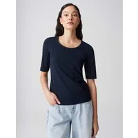OPUS Kurzarmshirt Kurzarmshirt aus Jersey Slim Shirt aus Jersey