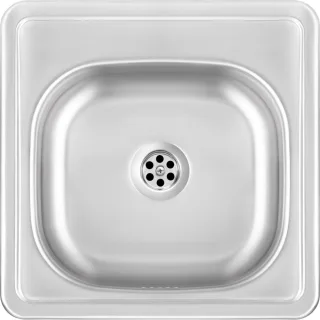 Neuesbad 1-Becken Spüle ohne Abtropffläche, Satiniert, 380x380x160, 2'' mit Zubehör NB1DEZMU01001