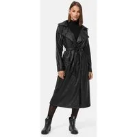 Worldclassca Trenchcoat Worldclassca TRENCHCOAT Kunstleder Gürtel Reverskragen Lang Mantel Neue Kollektion - Stilvolle und gemütliche Mode für Damen
